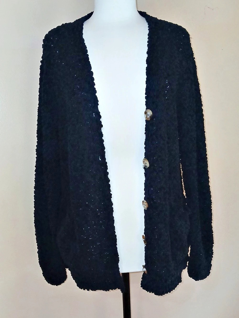 Textured Cardigan in Black Like New